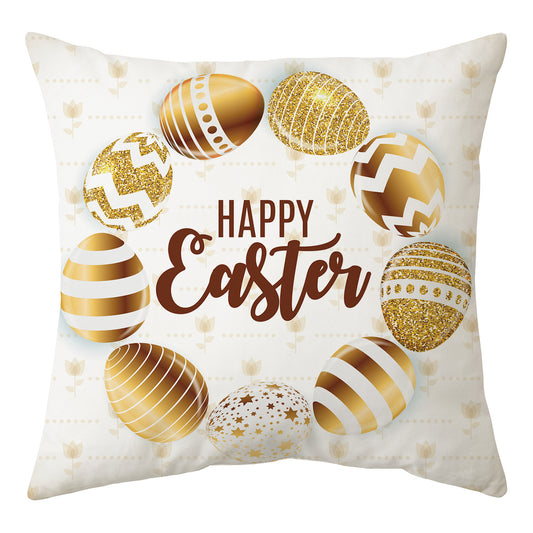 Funda de Almohada Pascual con Foto de Conejo y Bandera Decorativa