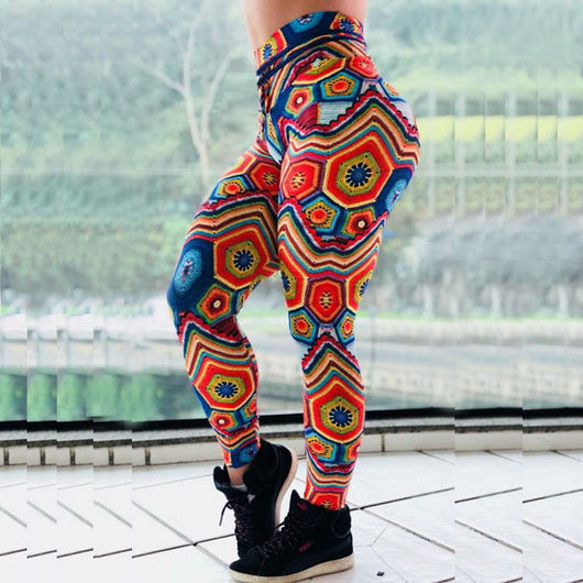 Pantalones de Yoga Estampado Jacquard Cintura Alta para Fitness - Image 3