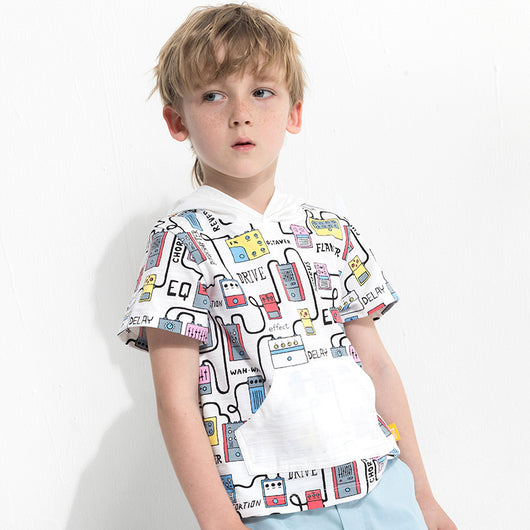 Playera Infantil Manga Corta con Capucha y Estampado Animado - Image 4