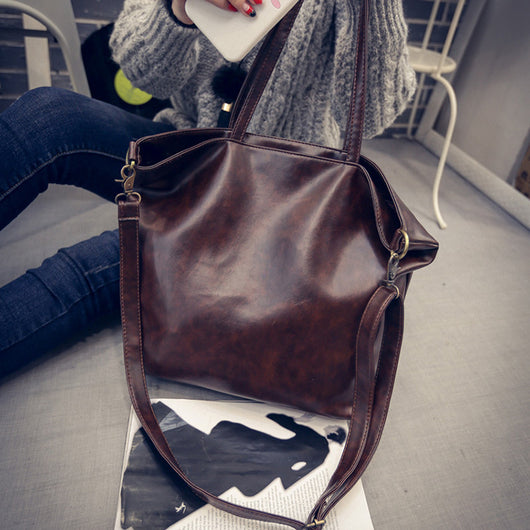 Bolso Vintage de Cuero Grande para Mujer - Estilo Messenger Elegante - Image 3