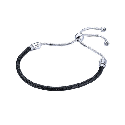 Pulsera de Cadena en Cuero Negro