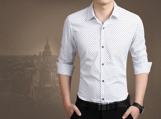 Camisa Elegante para Hombre Lunares Manga Larga Slim Fit Tallas M-5XL - Image 3