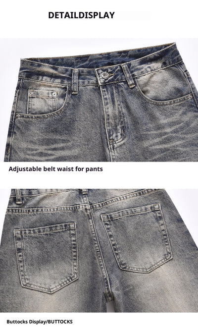 Jeans Rectos Sueltos Teñidos Amarillo Lavado Estilo Urbano - Image 17
