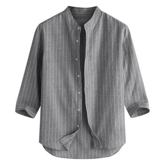 Camisa de Lino a Rayas con Manga Tres Cuartos para Hombre - Image 16
