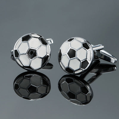 Gemelos de Fútbol en Cobre con Esmalte Blanco y Negro - Image 3