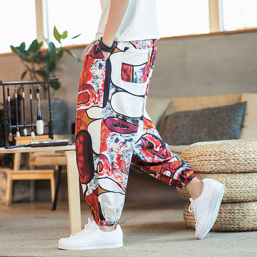 Pantalones Casuales para Hombre en Algodón y Lino con Estampado Estilo Chino - Image 10
