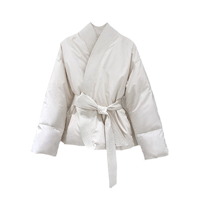 Chaqueta Acolchada Estilo Bata con Encaje para Mujer - Image 10