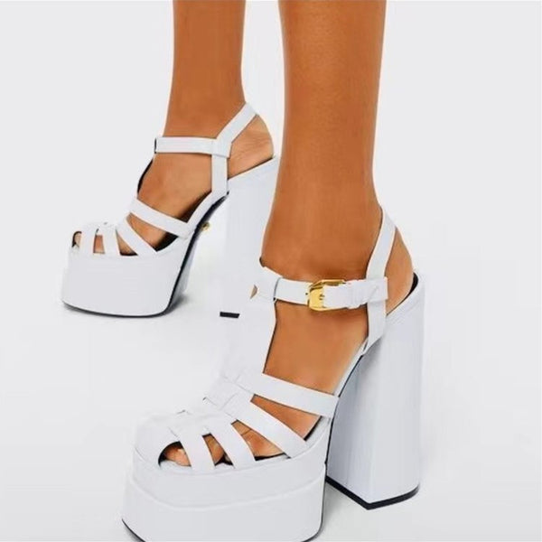 Sandalias Romanas Trenzadas de Tacón Alto para Mujer