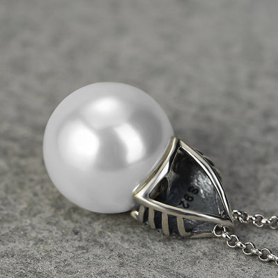 Collar de Plata Esterlina S925 con Perlas de Concha Negra para Mujer - Image 3