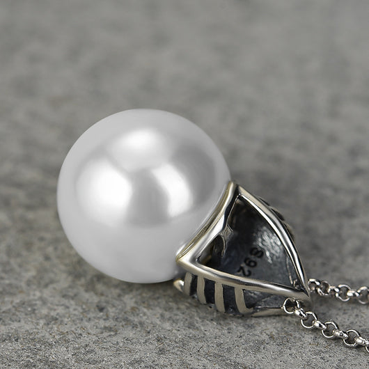 Collar de Plata Esterlina S925 con Perlas de Concha Negra para Mujer - Image 3