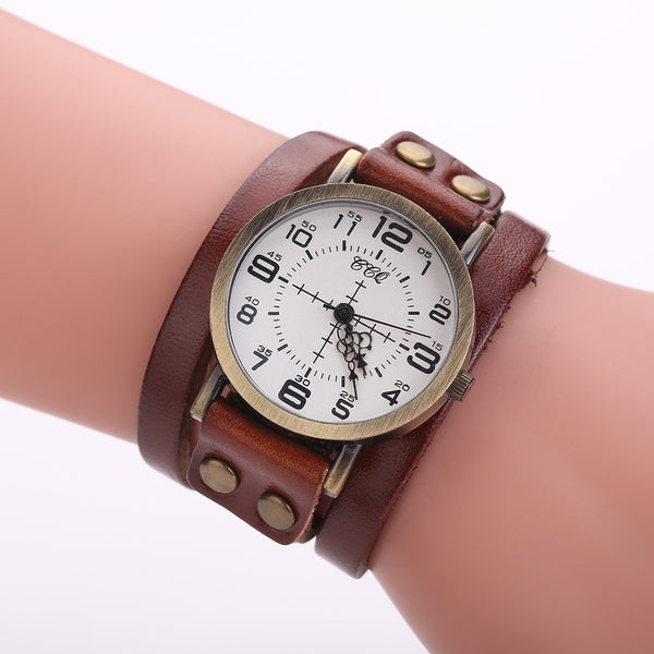 Reloj de Pulsera Vintage Cuero Genuino para Mujer - Diseño Clásico Antique