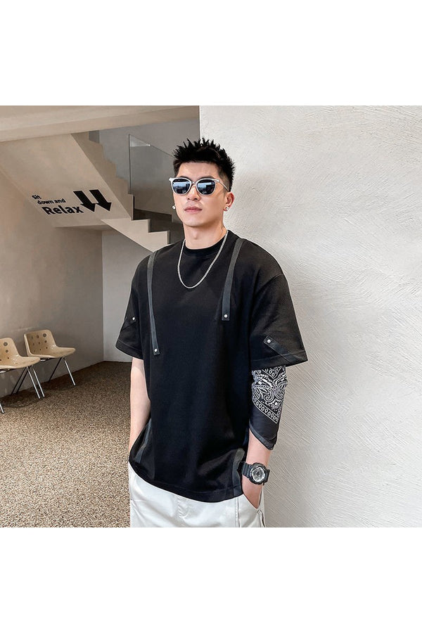 Playera de Algodón Puro con Costuras de Diseño Casual Americano