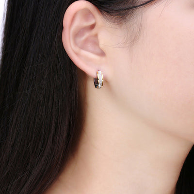 Aretes de aro pequeño en acero inoxidable con acabado plata y oro estilo punk rock - Image 2