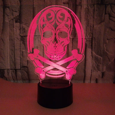 Lámpara 3D LED Calavera Halloween con Ilusión Holográfica - Luz Nocturna Multicolor - Image 3