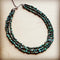 **Triple Strand Natural Turquoise & Wood Collar Necklace 250m