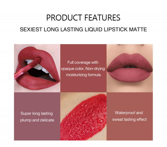Set de Labiales Líquidos Mate No Pegajosos con Estuche de Regalo