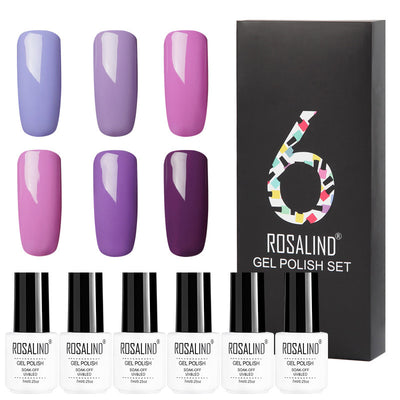 Set de 6 Esmaltes de Gel en Colores Sólidos - Caja Regalo Manicura Profesional
