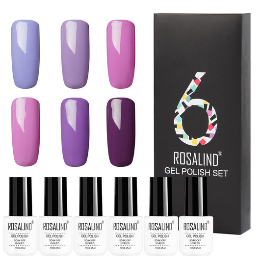Set de 6 Esmaltes de Gel en Colores Sólidos - Caja Regalo Manicura Profesional