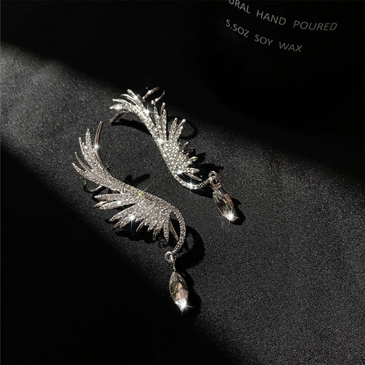 Aretes de Alas con Cristales y Borlas Brillantes - Image 3