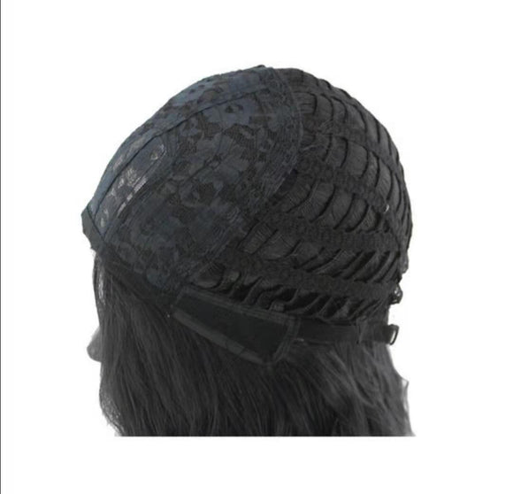 Peluca Ondulada Mediana con Ondas Negras Voluminosas