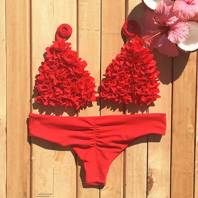 Bikini Triangular Floral Cosido - Estilo Europa Tendencia - Image 26