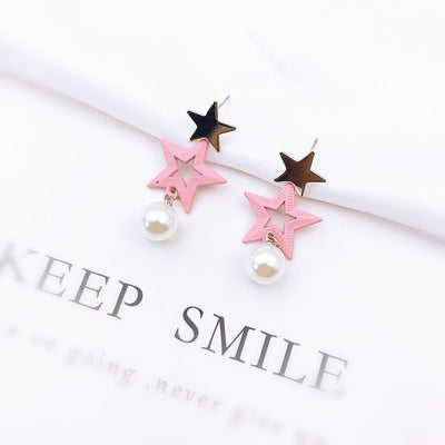 Aretes Coreanos Asimétricos con Flor de Perla y Moño - Image 9