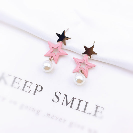 Aretes Coreanos Asimétricos con Flor de Perla y Moño - Image 9