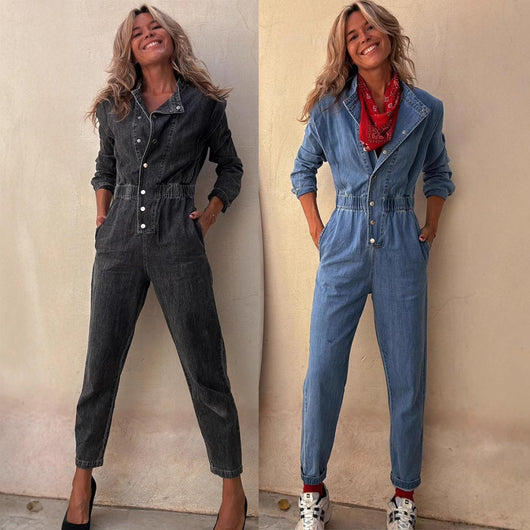 Jumpsuit Casual Mujer con Bolsillos - Diseño Street Lavado