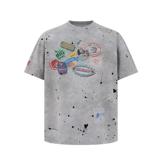 Camiseta Estilo Americano con Estampado Desgastado para Hombre - Image 8