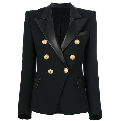 Blazer de Cuero PU con Costuras Reforzadas