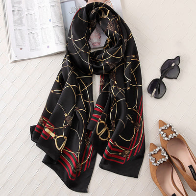 Pañuelo de Seda Estampado Satinado - Protección Solar y Elegancia - Image 22