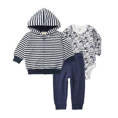 Conjunto de Tres Piezas de Algodón para Bebé con Cardigan con Capucha