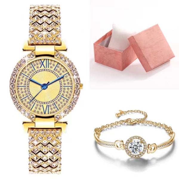 Reloj de Pulsera de Lujo con Diamantes Completos para Mujer - Diseño Versátil y Trendy