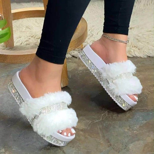 Pantuflas Brillantes Esponjosas con Plataforma y Cuña - Image 2
