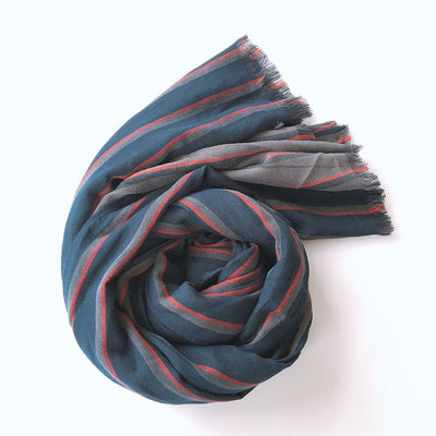 Bufanda Larga Azul a Rayas Estilo Japonés y Coreano para Hombre - Image 14