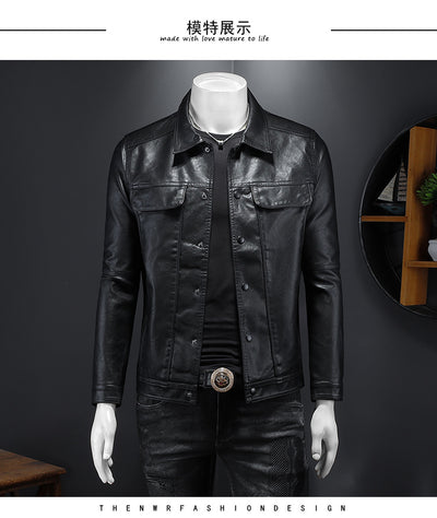 Chaqueta de Cuero PU para Motociclista con Solapa - Estilo Masculino - Image 17