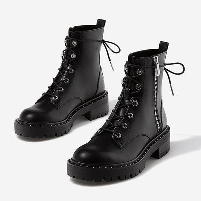Botas Martin para Mujer Invierno Terciopelo Grueso - Estilo Motociclista Inglés
