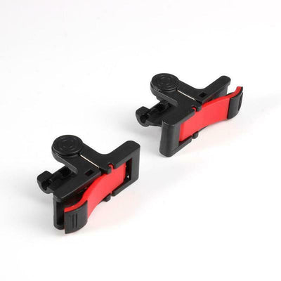 Pair of black and red auxiliary game controller buttons for smartphones and tablets, featuring a clip-on design. - Image 4