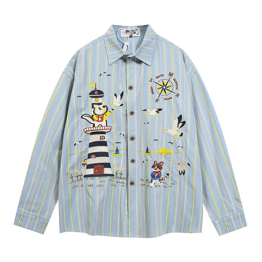 Camisa Holgada Hip-hop para Hombre - Primavera y Otoño