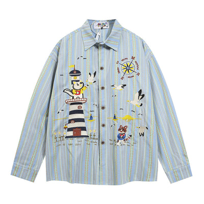 Camisa Holgada Hip-hop para Hombre - Primavera y Otoño
