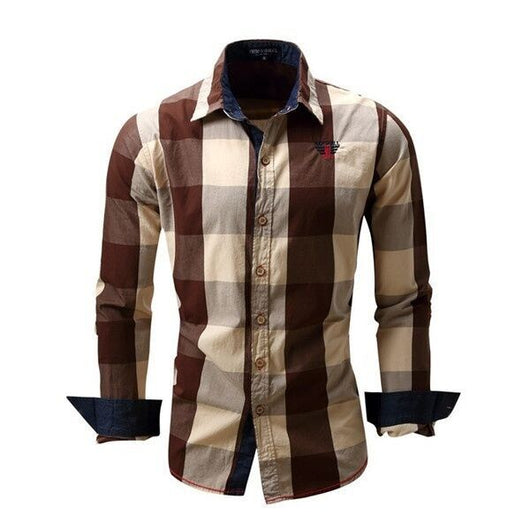 Camisa Casual Slim Fit Cuadros Bloques de Color para Hombre - Image 10