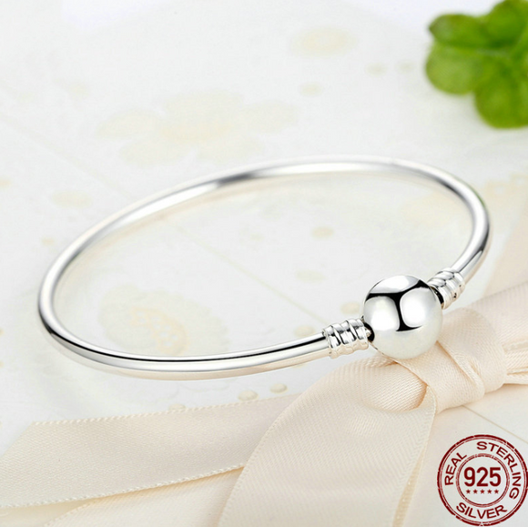Pulsera de Plata de Ley 925 Estilo Serpiente para Abalorios DIY