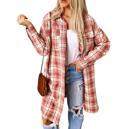Abrigo Camisero Cuadros para Mujer - Largo Medio - Image 12
