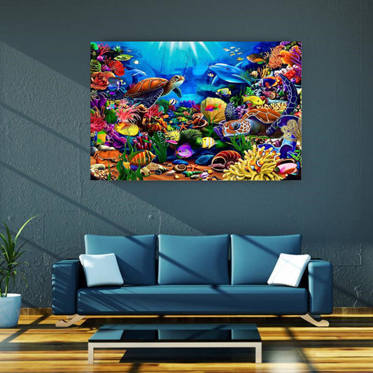 Cuadro de Diamantes 5D Paisaje Oceánico con Animales