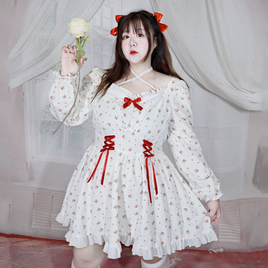 Vestido Largo de Cintura Alta con Mangas Largas y Estampado Floral Suave - Image 4