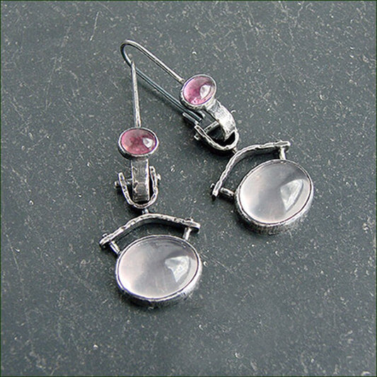Aretes de Calcedonia y Amatista