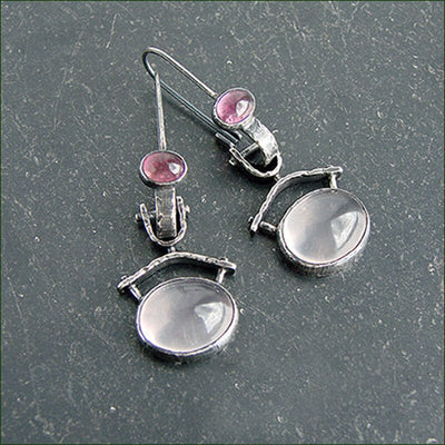 Aretes de Calcedonia y Amatista