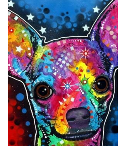 Cuadro de Diamantes 5D Chihuahua Colorido - Pintura de Diamantes DIY