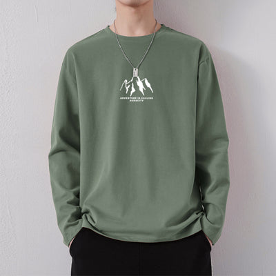 Camiseta de Algodón Manga Larga Suelta para Hombre - Image 53