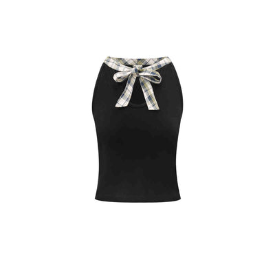 Chaleco Halter Cuadros Patchwork con Moño - Image 17